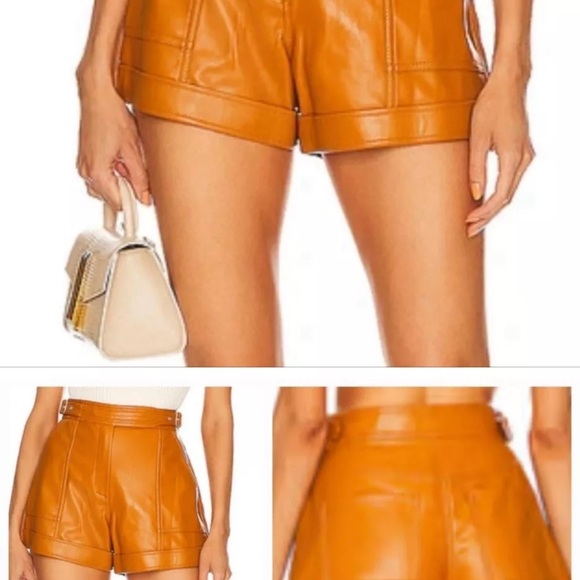 JONATHAN SIMKHAI Shorts Sz 6  Vegan Leather Cargo Pockets Belt NWT - Picture 2 of 5